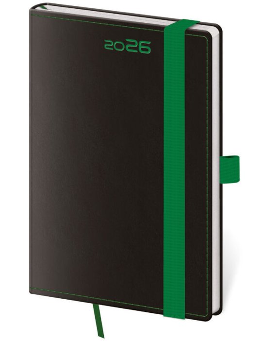 Kapesní diář 2026 Black Green s poutkem
