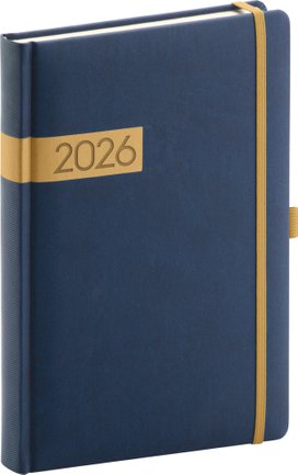 Denní diář 2026 Twill modro-zlatý