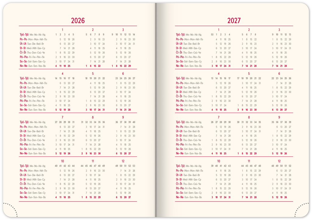 Týdenní diář 2026 Twill 2026 černo-zlatý