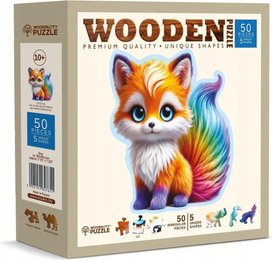 Dřevěné puzzle Roztomilá liška 50 dílků