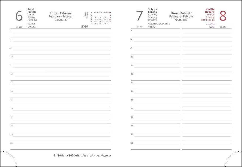 Denní diář 2026 B6 Vario Macarons s gumičkou