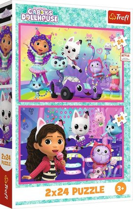 Puzzle Gábinin kouzelný domek Zábava s Gabby 2x24 dílků