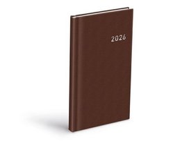 Diář 2026 T806 PVC dark brown 90x170mm