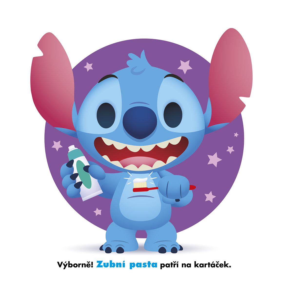 Stitch si čistí zoubky