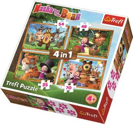 Puzzle Máša a medvěd 4v1