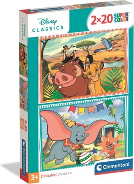 Puzzle Pohádky Lví král a Dumbo 2x20 dílků