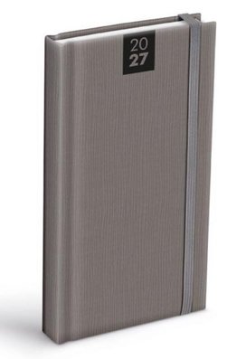 Diář 2027 D802 PU šedý s gumkou
