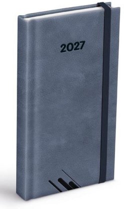 Diář 2027 D802 PU šedý s gumkou